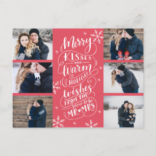 Merry Kisses Warm Wishes Save Date 6- Photo Announcement Postcard