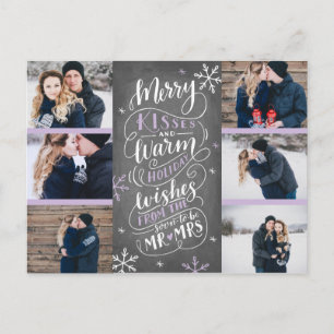 Merry Kisses Warm Wishes Save Date 6- Photo Announcement Postcard