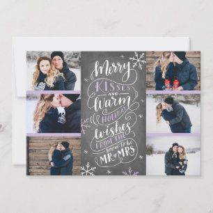 Merry Kisses Warm Wishes Save Date 6-Photo Lilac Save The Date