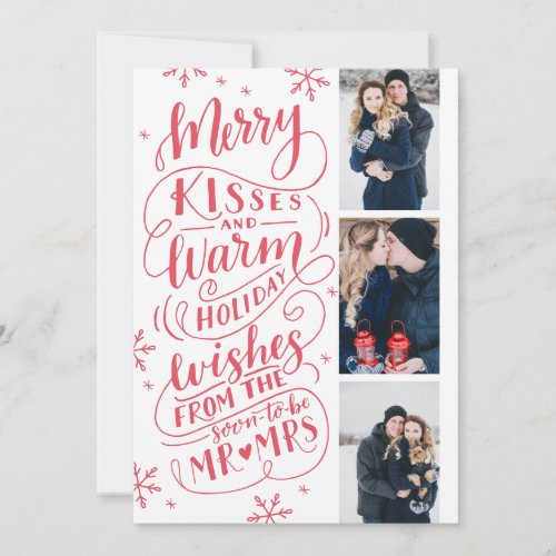 Merry Kisses Warm Wishes Save The Date 3 Photo