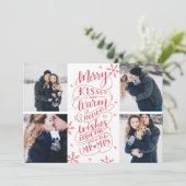 Merry Kisses Warm Wishes Save The Date 4-Photo (Standing Front)
