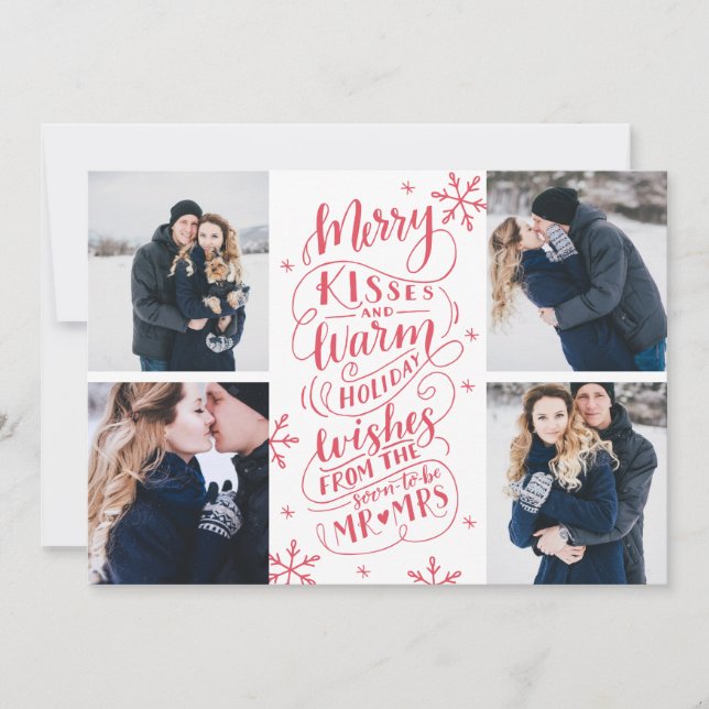 Merry Kisses Warm Wishes Save The Date 4-Photo (Front)