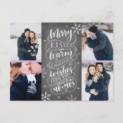 Merry Kisses Warm Wishes Save The Date 4_Photo Announcement Postcard