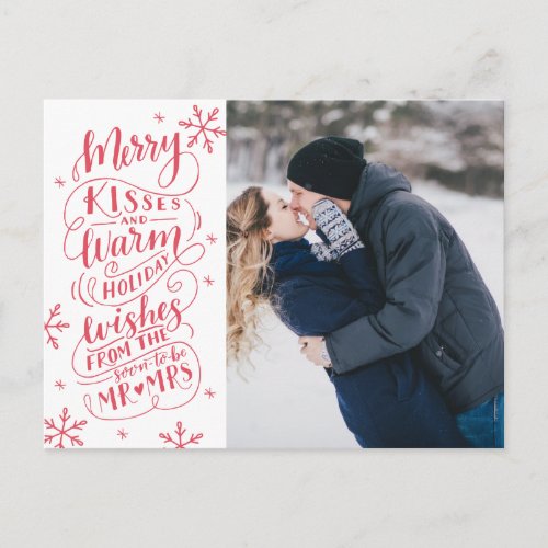 Merry Kisses Warm Wishes Save The Date Photo Announcement Postcard