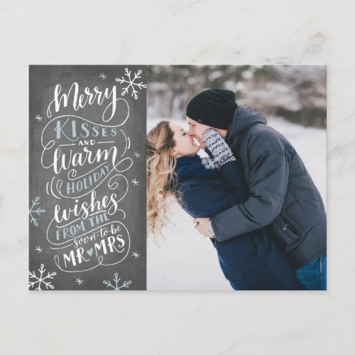 Merry Kisses Warm Wishes Save The Date Photo Announcement Postcard