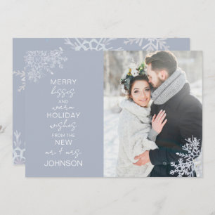 Merry Kisses Warm Wishes Snowflake Photo Holiday Card