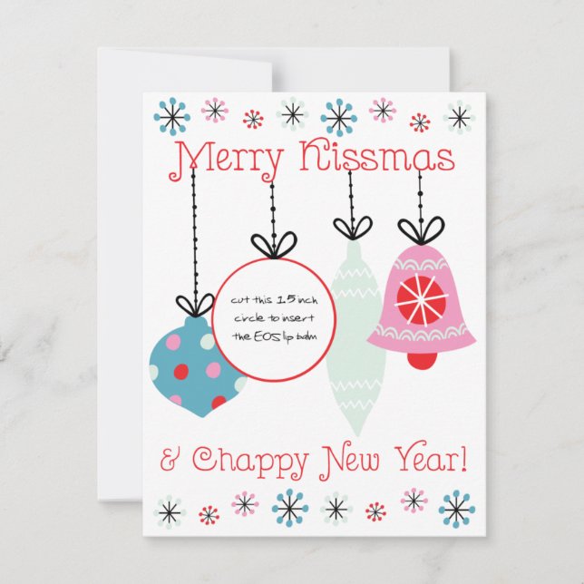 Merry Kissmas & Chappy New Year EOS Lip Balm Card (Front)