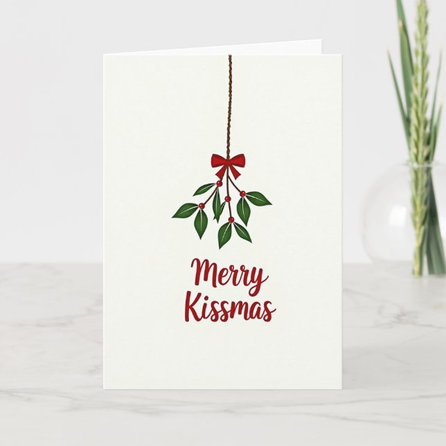 Merry Kissmas Mistletoe Hanging Card (Front)
