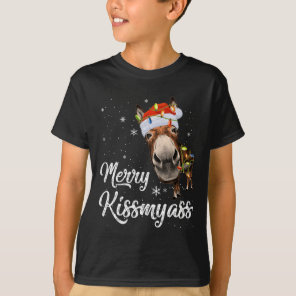 Merry Kissmy Donkey Sarcastic Xmas Funny Pajama Ch T-Shirt