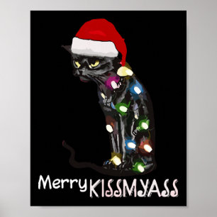 Merry Kissmy Fun Cat Christmas Lights 3 Poster
