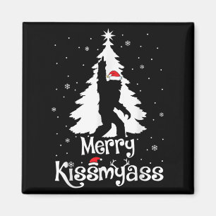 Merry Kissmy Funny Bigfoot Yeti Sasquatch Christma Magnet