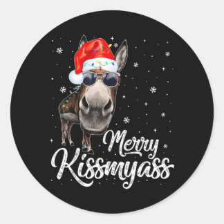 Merry Kissmy Sarcastic Xmas Funny Pajama Christmas Classic Round Sticker