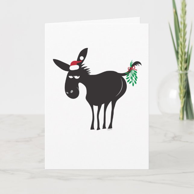 Merry KissMyAss 2020! Donkey with Mistletoe Holiday Card (Front)