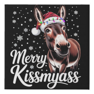 Merry Kissmyass Donkey Sarcastic Xmas Funny Pajama Faux Canvas Print