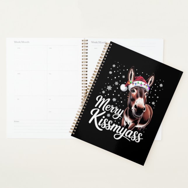 Merry Kissmyass Donkey Sarcastic Xmas Funny Pajama Planner (Display)