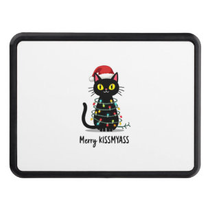 Merry Kissmyass Funny Cat Christmas Lights Premium Hitch Cover