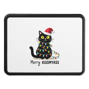 Merry Kissmyass Funny Cat Christmas Lights Premium Hitch Cover