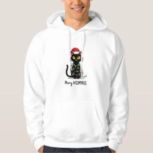 Merry Kissmyass Funny Cat Christmas Lights Premium Hoodie