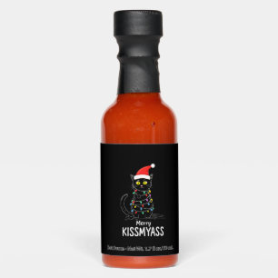 Merry Kissmyass Funny Cat Christmas Lights Premium Hot Sauces