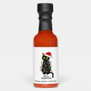 Merry Kissmyass Funny Cat Christmas Lights Premium Hot Sauces