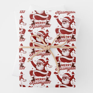 Merry Kissmyass Snarky Christmas Sarcastic Santa Wrapping Paper Sheets