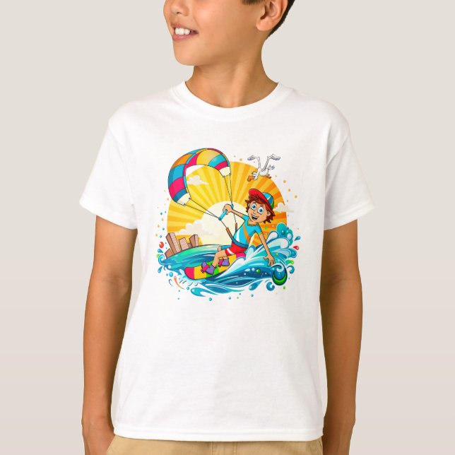 Merry kite surfing illustration. T-Shirt (Front)