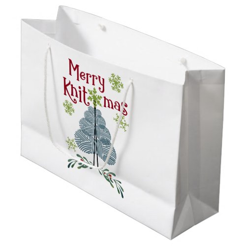 Merry Knitmas Christmas Knitting Large Gift Bag