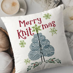 Merry Knitmas Yarn Christmas Tree Knitting Holiday Throw Pillow<br><div class="desc">Merry Knitmas throw pillow - gender neutral and a lovely item of holiday home decor for knitters, crafters and yarnies. (The design is on a transparent background, so feel free to hit the customise button if you wish to change it to a different color). The design features a stylized Christmas...</div>