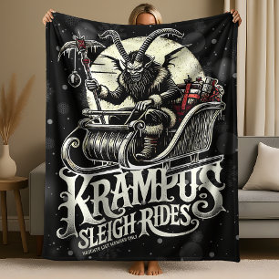 Merry Krampus Christmas Krampus Sleigh Rides Fleece Blanket