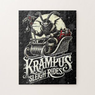 Merry Krampus Christmas Krampus Sleigh Rides Jigsaw Puzzle