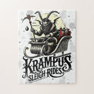 Merry Krampus Christmas Krampus Sleigh Rides Jigsaw Puzzle