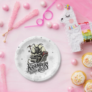 Merry Krampus Christmas Krampus Sleigh Rides Paper Plates