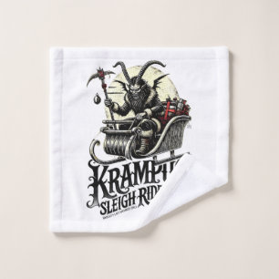 Merry Krampus Christmas Krampus Sleigh Rides Wash Cloth