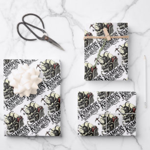 Merry Krampus Christmas Krampus Sleigh Rides Wrapping Paper Sheets