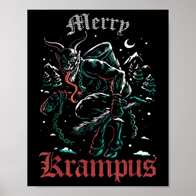 Merry Krampus Christmas Xmas Horror Ugly  Evil Paj Poster (Front)