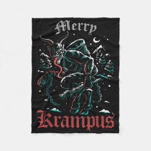 Merry Krampus Christmas Xmas Horror Ugly Evil Paja Fleece Blanket