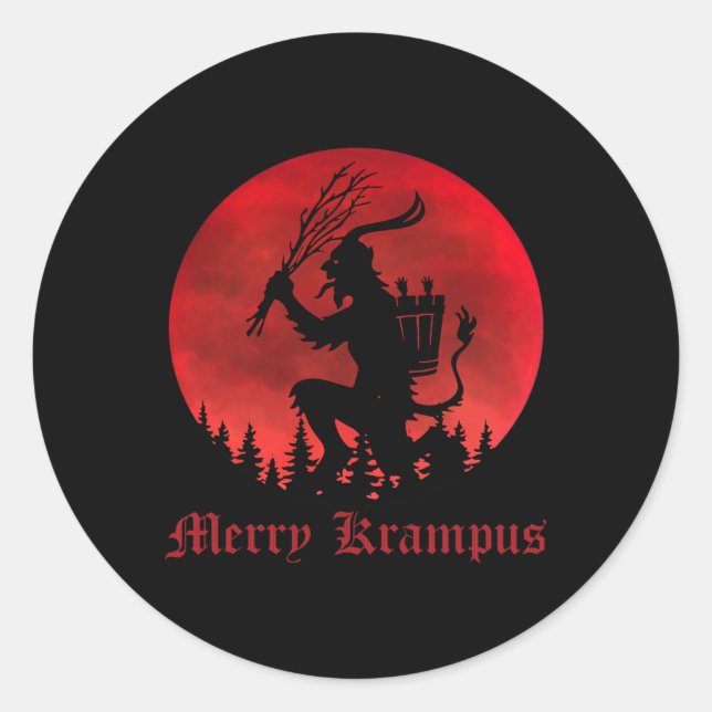 Merry Krampus Christmas Xmas Horror Ugly Sweater E Classic Round Sticker (Front)