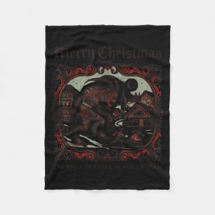 Merry Krampus Christmas Xmas Horror Ugly Sweater E Fleece Blanket