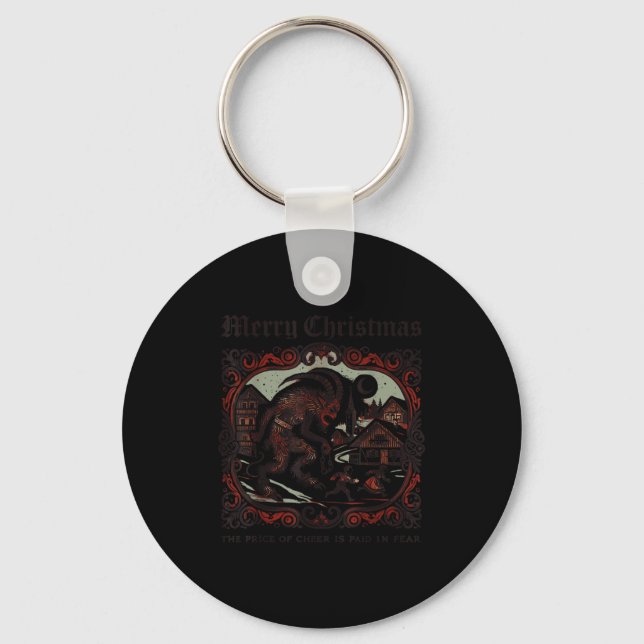 Merry Krampus Christmas Xmas Horror Ugly Sweater E Keychain (Front)