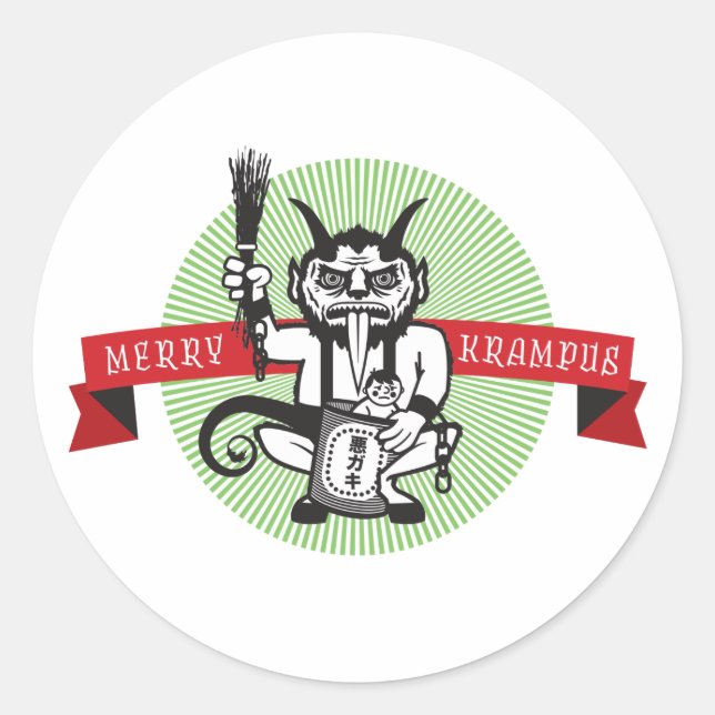 Merry Krampus Classic Round Sticker (Front)