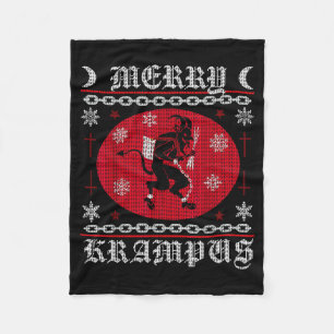 Merry Krampus. Goth Christmas Ugly Sweater. Krampu Fleece Blanket