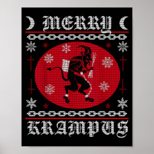 Merry Krampus. Goth Christmas Ugly Sweater. Krampu Poster
