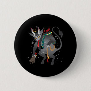 Merry Krampus Horror Christmas Evil Pajama Evil Pa Button