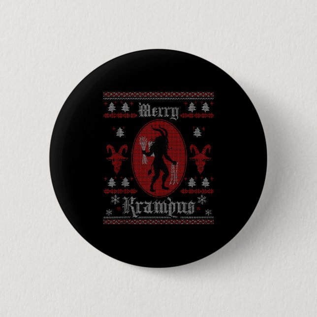 Merry Krampus Horror Soky Evil Funny Ugly Christma Button (Front)