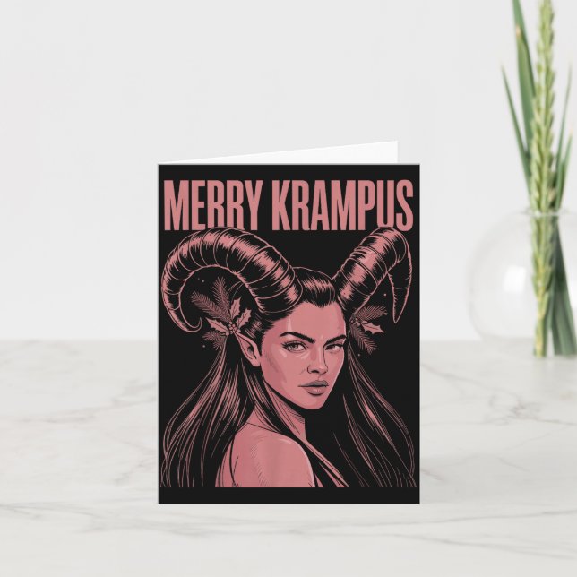 Merry Krampus Ironic Lilith Christmas Dark Feminin Card (Front)