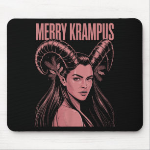 Merry Krampus Ironic Lilith Christmas Dark Feminin Mouse Pad