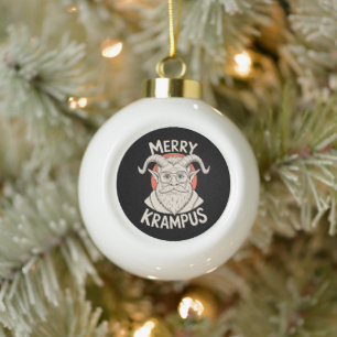 Merry Krampus Mythical Christmas Xmas Holiday Ceramic Ball Christmas Ornament
