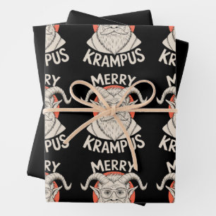 Merry Krampus Mythical Christmas Xmas Holiday Wrapping Paper Sheets