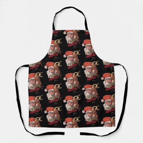 Merry Krampus Scary Santa Horror Christmas Apron