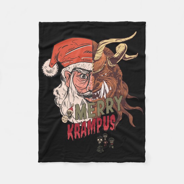 Merry Krampus Scary Santa Horror Christmas Fleece Blanket (Front)